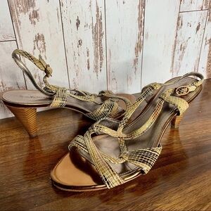 Anne Klein Leather Strappy Heels Snake Print Sz8.5